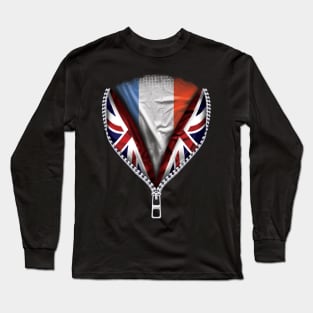 French Flag  France Flag zipped British Flag - Gift for French From France Long Sleeve T-Shirt